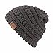 Produktbild Junge und Mädchen Stricken Winter Beanie Baggy Skifahren Mütze Gehäkelte Wolle Ski Skull Slouchy Caps Hut (Braun)