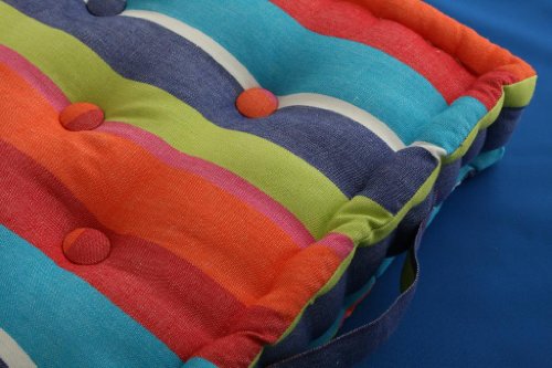 Homescapes gestreiftes Sitzkissen 50 x 50 cm Stuhlkissen Multi Stripes, Sitzerhöhung Stuhlauflage, 100% reine Baumwolle mit Polyester Füllung - 2