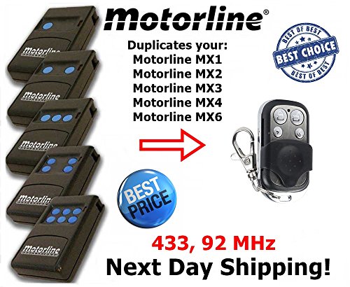 MOTORLINE Reemplazo De Control Remoto Compatible MX1, MX2, MX3, MX4, MX6 Código Fijo 433,92 MHz Transmisor para La Automatización De La Puerta del Garaje