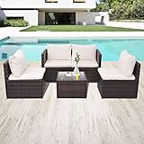 muebles jardin ratan sintetico 【Fuerte y Duradero】Gracias al ratán PE, que es resistente a la intemperie y al agua, el conjunto de salón es fácil de limpiar, resistente y adecuado para el uso diario.