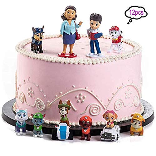 SHANFAA 12 Stück Paw Dog Patrol Mini Figuren Set, Geburtstags Party liefert Cupcake Figuren, Party Kuchen Dekoration Lieferungen, Cake Topper