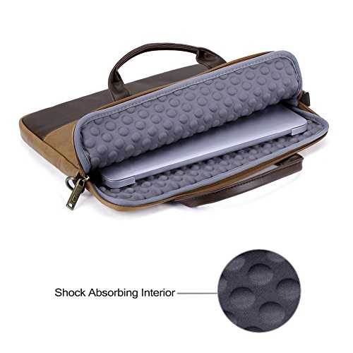 Laptoptasche 13.3, Evecase Premium Doppelfarbige Umhängetasche mit Gepolstert Laptopfach, Fronttasche, Zubehörfach für Laptop in 13,3 Zoll – Fuchs Braun - 4