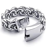 Aienid Für Herren oder Damen Armband S Edelstahl Link Armband Silber grau Länge 21.6CM Schmuck