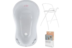 Hylat Baby Baignoire bébé avec support et vidange - Certificat TÜV Rheinland - ergonomique et confortable pour les nouveau-nés et les bébés - Collection Lite - Couleur : Gris, Motif : Friends