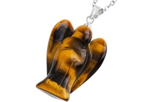 Nupuyai Cristal Pendentif Ange Gardien Collier en Pierre Fabriqué à la Main, Pierre de Reiki Bijoux Porte-Bonheur pour Hommes et Femmes