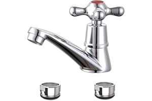 DEER PLATZ Moderno Single Cold Faucet Accessori per Lavelli, Rubinetto Singolo Freddo Rubinetto dell' Acqua Ugello, per Lavabo Bagno Lavandino, Con 2 Pezzi Filtro