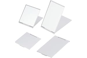 Lunpoem 4 PCS Miroir de Poche, 2 Tailles 8,5 x 5 cm et 7 x 6 cm, Argent, Miroirs Compacts Portables en Aluminium, Miroirs de Maquillage pour Sac à Main, Voyage, Bureau, Retouche, Camping