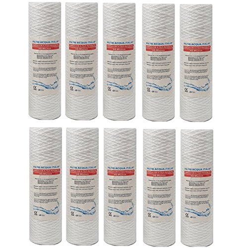 Filtri Acqua Italia Lot de 10 cartouches filtrantes en fil enroulé 25,2 cm, 50 microns