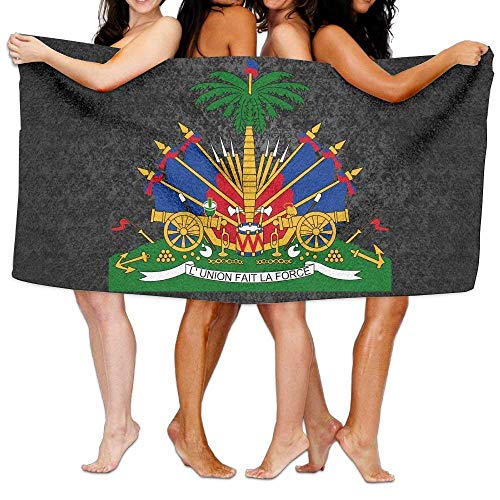 rongxincailiaoke Serviettes Plage Draps de Bain Coat of Arms of Haiti 100% Polyester Velvet Absorbent Towels 31 X 51 inches