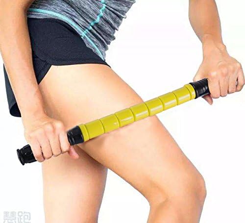 KUNFO Muscle Roller Stick Pro, Best Sports Massage Tool for Sore Muscles, Releasing Cramps, Back Tightness, Myofascial, Trigger Points Pain, Legs Lactic Acid, Knots, Calf Soreness Massager (Yellow)