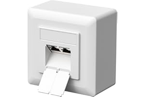 FGB CAT6a Universal Netzwerkdose Anschlussdose Datendose Netzwerkbuchse 2 Port RJ45 Geschirmt Aufputz oder Unterputz 10 Gigabit Ethernet Netzwerk LAN Dose Für Netzwerkkabel Verlegekabel Weiß