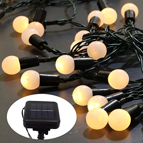 SHHE Solar Fairy Lights 7M 50 LED 2 Modes Outdoor Globe String Lights for Garden Patio Party Christmas Decoration(Warm White)