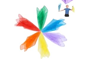 ZEPIQOR 6 Pañuelos de Malabares, Pañuelos de Colores, Pañuelos de Baile, Bufandas Malabares Pañuelos Mágicos para Fiestas Infantiles y Juegos Malabares 60 x 60 cm