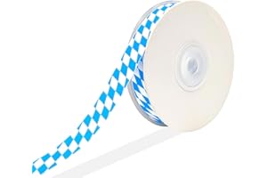 OIZEMORI Bayerisches Karoband, Band Im Oktoberfest-Stil, Dekoband Mit Blau-Weißem Diamantmuster, Blau-Weiße Bayerische Dekoration, ideal für Party, Tischdeko und traditionelle bayrische Feiern (20m x 15mm)