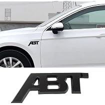 Autocollant Emblème Calandre Voiture Logo ABT Métal 3D 8.2x3.2cm - Noir Mat, Ne S'efface Pas