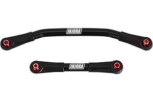 INJORA Sterzo Collegamento Acciaio Inossidabile con estremità Plastica per 1/24 RC Crawler Auto Axial SCX24 C10 Deadbolt JLU Gladiator Bronco,Nero