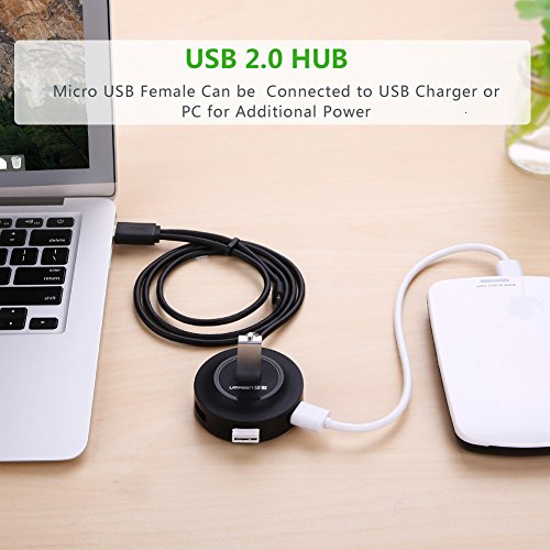 UGREEN 4 Ports Super Speed USB 2.0 HUB mit Micro usb 2.0 OTG On The Go ohne Netzteil Der ideale Begleiter für Laptops, Ultrabooks Tablet-PC und Smartphone Mit OTG Funktion Schwarz - 2