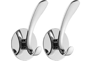 Wopeite Colgador de baño Sin taladro Toallero Gancho para pared Toallero de baño Acero inoxidable 2 piezas Plata