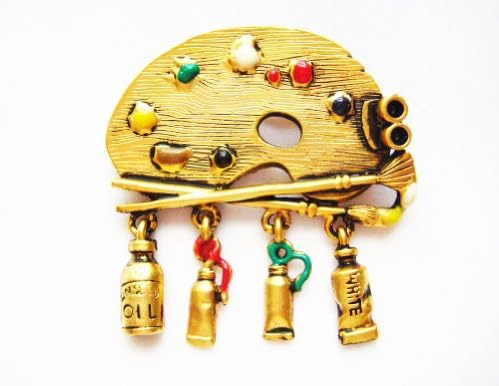 Danecraft Gold-Plated Artist Paint Palette Pin Brooch