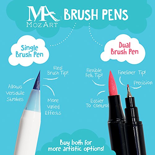 Pinselstift-Set – 20 Farben – weiche flexible Echtpinsel-Spitze, langlebig, Wasserfarben-Effekt, Aquarell – Ideal für Malbücher, Manga, Comic, Kalligrafie, duale Stärke, MozArt Supplies - 4