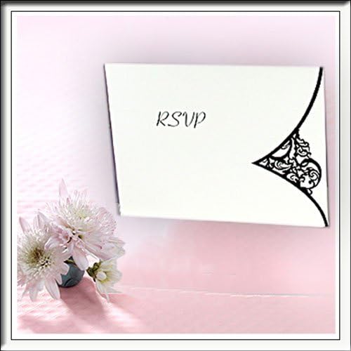 Black and White RSVP Wedding Cards Envelopes Included Pre-Printed On Reverse x 10