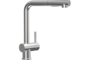 CECIPA X207S Rubinetto Cucina con Doccetta Estraibile, Miscelatore con Doccia Estensibile, Alto con Bocca Flessibile, Girevole 360° Lavello, Acciaio Inox