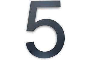 MOLVCE Numéro de Maison inox Hauteur: 20cm, moderne Plaque de Numéro de Maison Exterieur RAL 7016 anthracite, 2mm épaisseur, métal Numéro de Rue en acier inoxydable - Arial, numéro 5