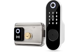 FTes RFKits Serrure de Porte à Empreinte Digitale,Verrou de Clavier sans Clé avec Entrée de Clé, mot de Passe anti-Fouille,Serrure Antivol Intelligente