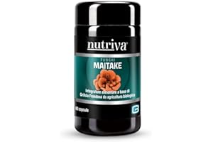Nutriva Maitake, Integratore Alimentare a base di Grifola frondosa in Capsule, adatto per i Vegani, 596mg (60 capsule)