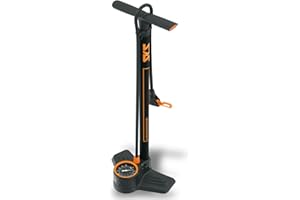 SKS GERMANY AIRKOMPRESSOR 10.0 floor pump (accessorio per bici con grande manometro di precisione, pompaggio confortevole, testa MULTI VALVE per tutti i tipi di valvole, pressione: 10 bar / 144 psi)