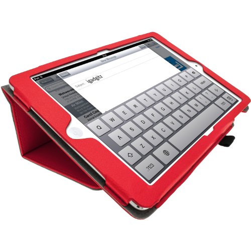 igadgitz Rot PU Ledertasche Hülle Folie für Apple iPad Air 2013 Mit Multi-Winkel Betrachtungs-stand + Auto Sleep/Wake + Displayschutzfolie - 7