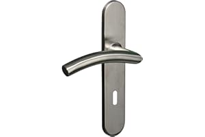 Bricard 666472 klamki do drzwi, stal szlachetna na płycie Tempo Classic sypialnia, drzwi wewnętrzne z kluczem