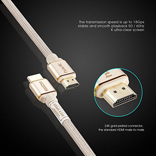 HAVIT High Speed HDMI 2.0 Kabel (4K@60Hz) 6,6ft/2m mit Ethernet und ARC, 24K Goldbeschichtete Anschlüsse, Video 4K 2160p, HD 1080p, 3D für Xbox, PS3, PS4, TV, Laptop, Blu-Ray DVD Player usw. (X90) - 7