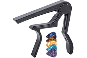 DAZISEN Kapupo Gitarowy z 5 Kostkami Gitarowymi - Quick Release Capotastos Capo Clamp do Gitary Klasycznej, Gitary Elektrycznej, Ukulele, Basu, Czarny