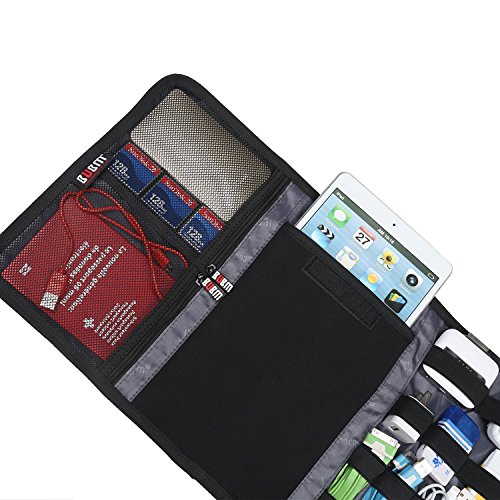 BUBM Neue Wrap Universaltasche Reisetasche für Elektronikzubehöre Elektronik Organizer wie iPad Mini, 3 Flächer, Schwarz - 7