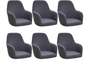 YIJOY Fundas De Sillas Comedor con ​Brazos Funda Silla Oficina 6 Pack Jacquard Elásticas Modernas Cubiertas Butacas Cubiertas Protectoras, para SalónCocina Decor Hogar