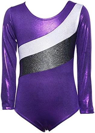 Wingogo Girls Gymnastics Leotards Sleeveless Ballet Shining Stress Dance Wear with Straps (Purple 1, 110 ( For 3-4Y girl ))