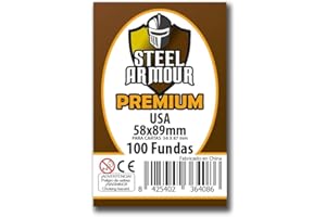 Premium Steel Armour - 100 Fundas para Cartas Coleccionables, Tamaño USA 58x89mm, Plástico Transparente Resistente, Protección contra Desgaste y Daños.
