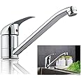 Kitchen Tap Mixer 360° Swivel, Hot and Cold Water Sink Taps, Monobloc Bathroom Faucet, Single Handle, Chrome