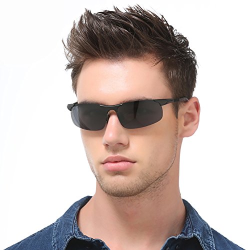 Yidarton Herren Sportbrille Ultraleicht AL-MG Metallrahmen Polarisierte Sonnenbrille Fahrerbrille - 7