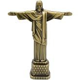Metal Brazil Cristo Redentor Figurine Catholic Jesus Statue Ornament Office Home Desktop Decoration Gift