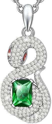 MARENJA-Mother's Day Gift Women's Fashion Necklace-Vintage Serpent Pendant with Chain-White Gold Plated Crystal Jewellery
