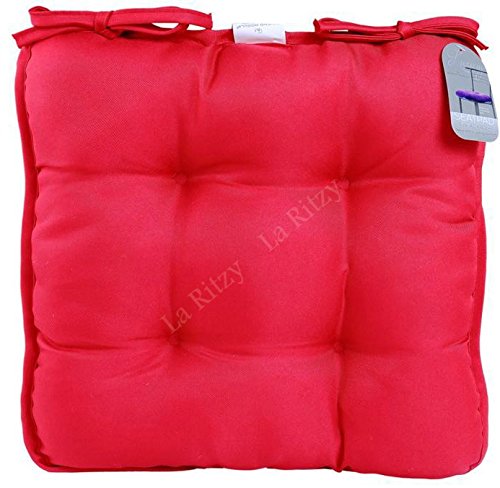 Chair/Seat cushions pads with ties for garden kitchen dinning office home outdoor(Red, Set of 6)