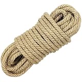 100% Natural Hemp Cord Ropes - LUOOV® 6mm Thickness and Strong Jute Rope Sash,Camping Rope ,Garden, Boating, Tug of war, Pets,Climbing rope,Multi Purpose Utility Sisal Twine Rope,10m(32ft)-40m(128ft) (20m(64ft))