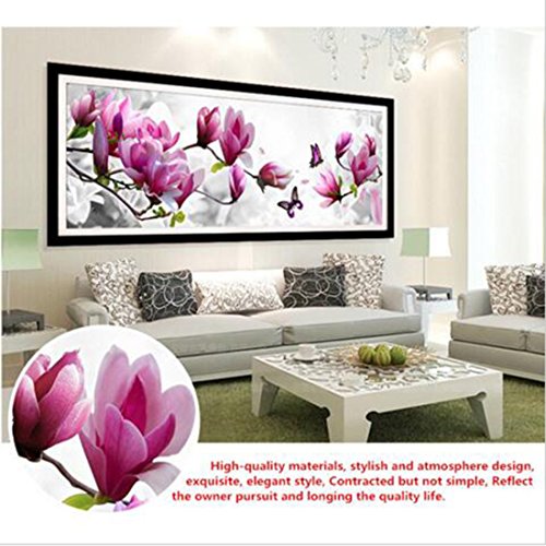DIY 5D Diamant Stickerei Schmetterlinge spielen Magnolia runder Diamant Malerei Stickpackungen - 3