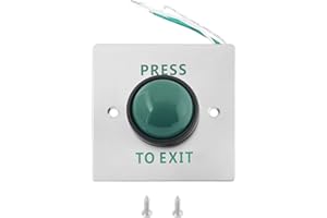 ECSiNG 1pc Push to Exit Button Switch Green Press to Exit Switch Brushed Stainless Steel Finish Panel Door Button with Screws for Access Control Lock