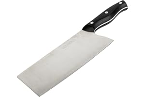 GOURMEO Couteau de Chef Chinois - 33,1 x 13 x 3,6 cm - Grand Couteau de Cuisine en Acier Inoxydable - Couteau Hachoir Couperet Chinois pour Viande Légumes Herbes Aromatiques