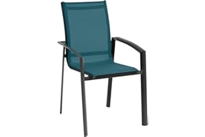 Hespéride - Fauteuil de Jardin Empilable Axant Bleu Canard et Graphite - Aluminium Anti-Rouille Anti-Décoloration - Mobilier Extérieur