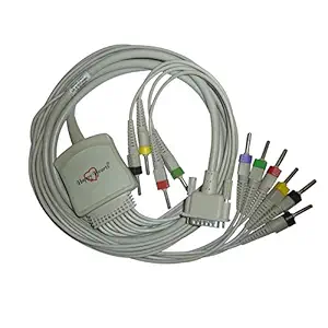 10 Lead ECG Cable Compatible with HP 4mm 15 pin Banana type.