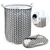 Ballery Grande Panier à Linge, Panier à lingePliable, Cordon Paniers à Linge, Pliable Sac à Linge, Pliage Grande Capacité Corbeilles à Linge (Gris)